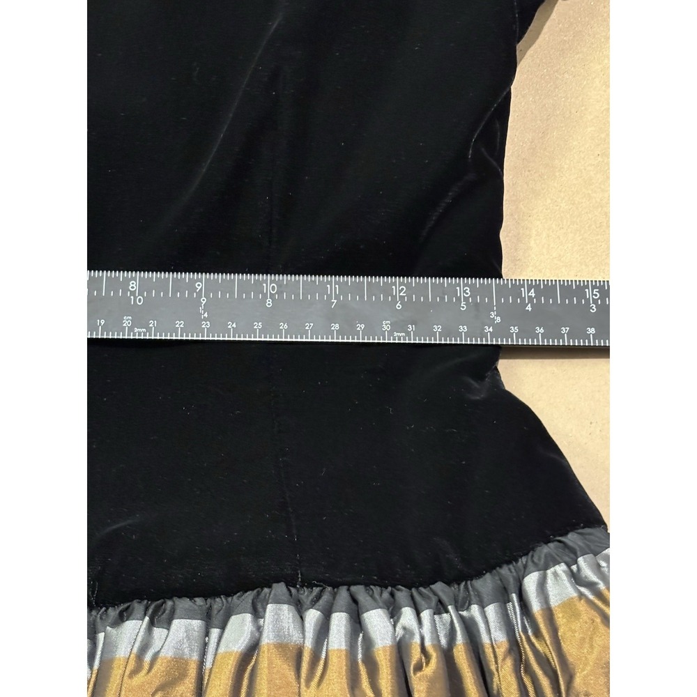 Vintage Bill Blass Evening Dress Sz 6 Black Velvet Metallic Striped Taffeta 80s - Picture 10 of 10